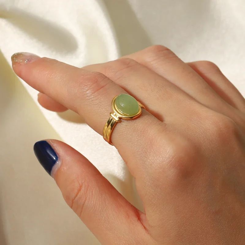Uworld Chunky Sleek 18K Gold Plated Stainless Steel Ring - Waterproof & Tarnish Resistant for Women - Image 5