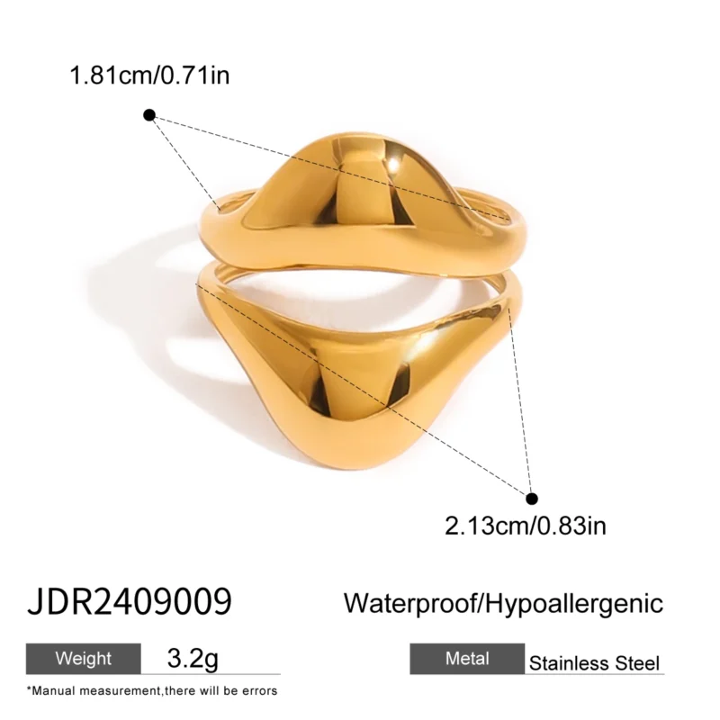 Uworld Ocean Beach Starfish Spiral Stackable Ring - 18K Gold Plated Stainless Steel for Women - Image 7
