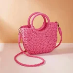 Handwoven Straw Half-Moon Bag for Women - Summer Beach Crossbody & Shoulder Bag