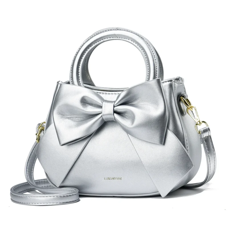 Women's Casual Tote Shoulder Bag - Daily PU Handbag with Bow Accent - Image 10