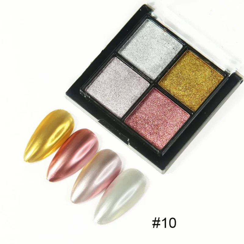 6-in-1 Solid Chrome Nail Powder Set - Mirror Metallic Gold & Holographic | MingLee - Image 8