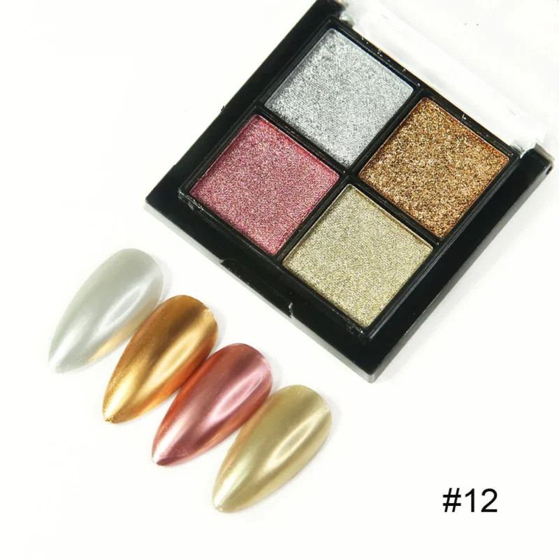 6-in-1 Solid Chrome Nail Powder Set - Mirror Metallic Gold & Holographic | MingLee - Image 5