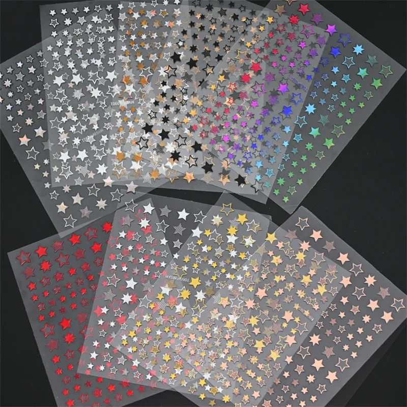5PCS 3D Gold Silver Nail Stickers | Kawaii Star Heart Decals - Image 12