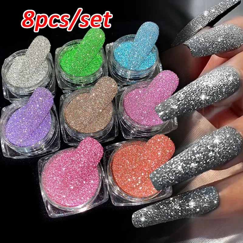 MingLee 6Pcs Chrome Nail Powder Set - Rose Gold Mirror Holographic Metallic Glitter - Image 14