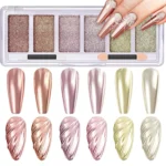 6-in-1 Solid Chrome Nail Powder Set - Mirror Metallic Gold & Holographic | MingLee