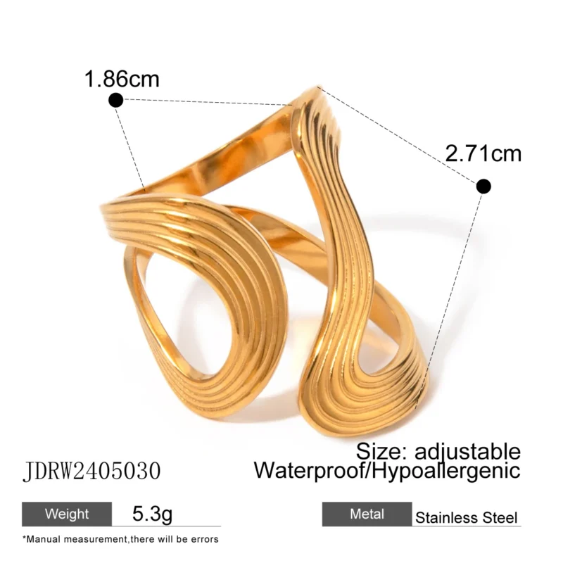 Uworld Ocean Beach Starfish Spiral Stackable Ring - 18K Gold Plated Stainless Steel for Women - Image 12