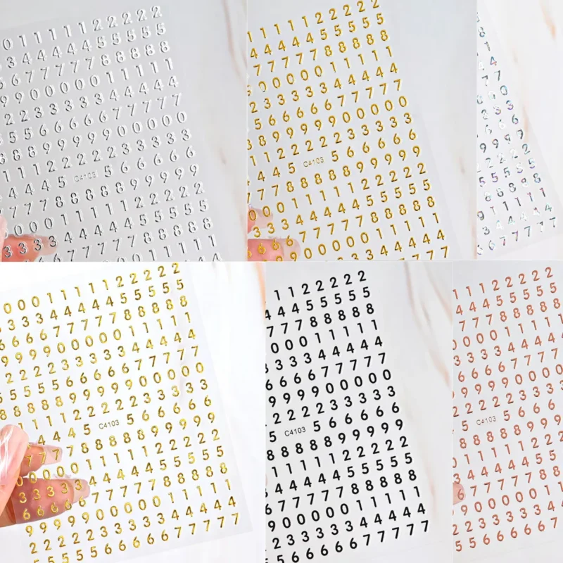 5PCS 3D Gold Silver Nail Stickers | Kawaii Star Heart Decals - Image 14