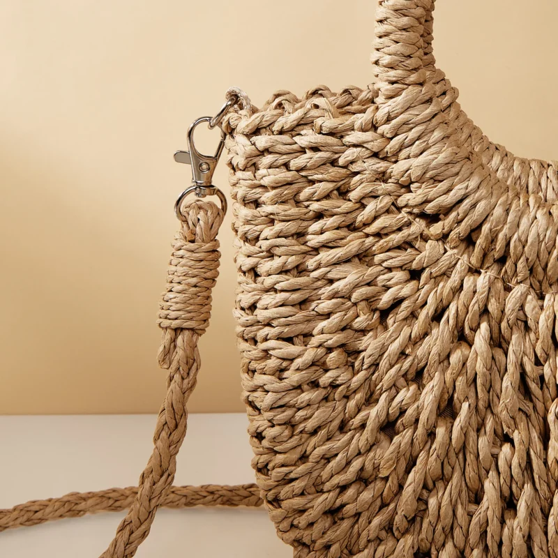 Handwoven Straw Half-Moon Bag for Women - Summer Beach Crossbody & Shoulder Bag - Image 6