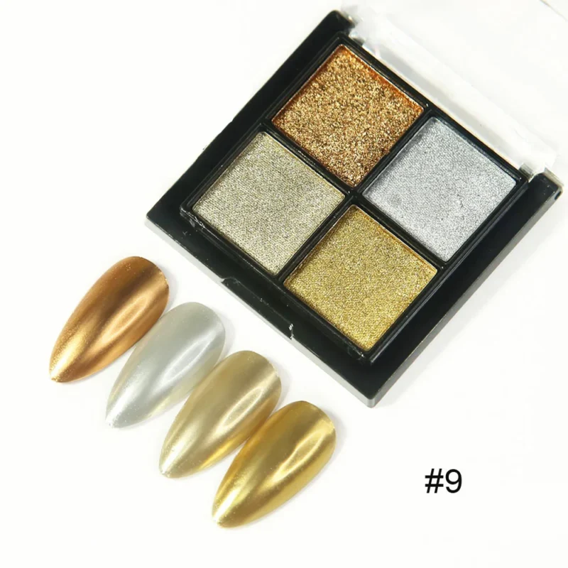 6-in-1 Solid Chrome Nail Powder Set - Mirror Metallic Gold & Holographic | MingLee - Image 9