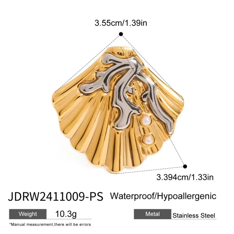 Uworld Ocean Beach Starfish Spiral Stackable Ring - 18K Gold Plated Stainless Steel for Women - Image 16