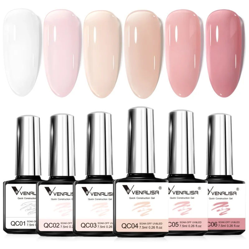 VENALISA Quick Construction Gel - Nail Strengthened & Builder | Nude Pink 7.5ml