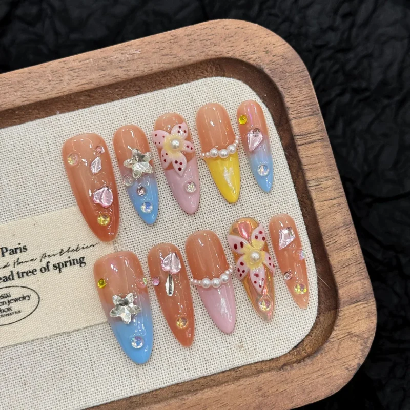 10pc Summer Sea Starfish Press On Nails | 3D Colorful - Image 5