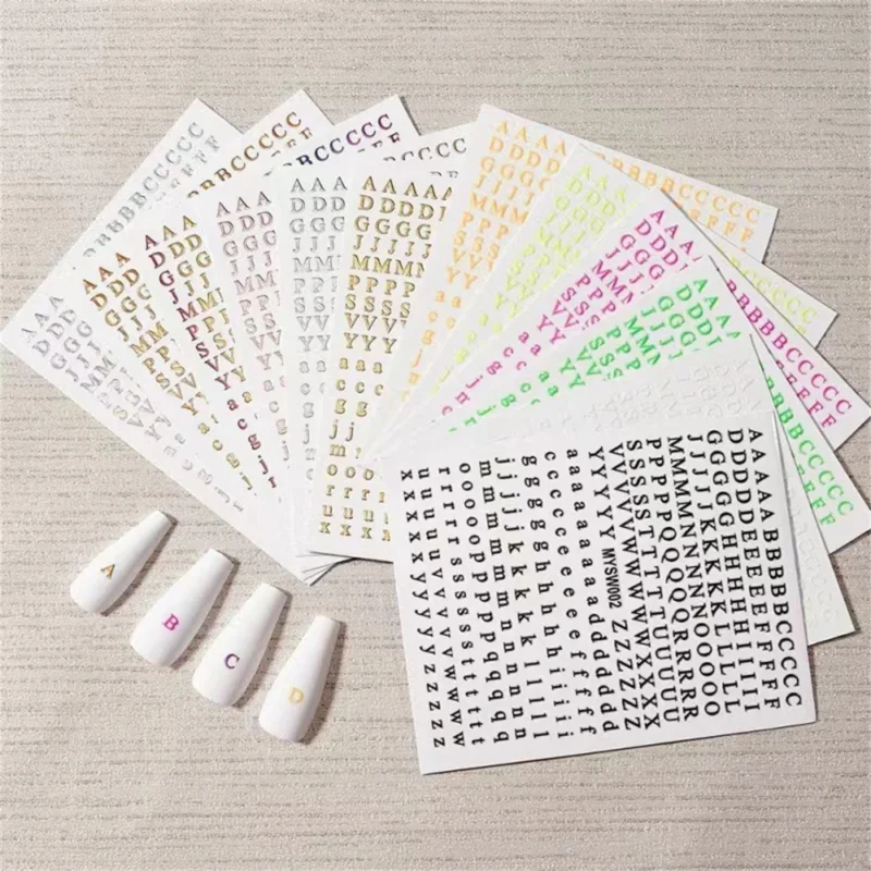 5PCS 3D Gold Silver Nail Stickers | Kawaii Star Heart Decals - Image 9