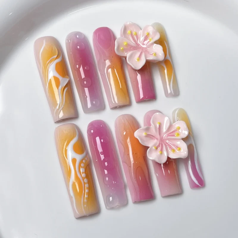 Adorable 10pc Cute Bear Rhinestone Fake Nails | Extra Long & Shiny - Image 7