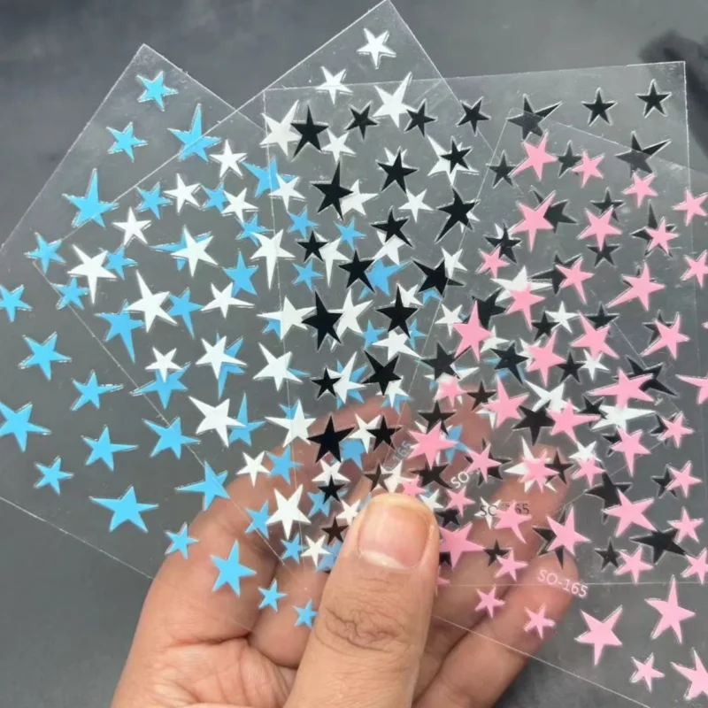 5PCS 3D Gold Silver Nail Stickers | Kawaii Star Heart Decals - Image 8