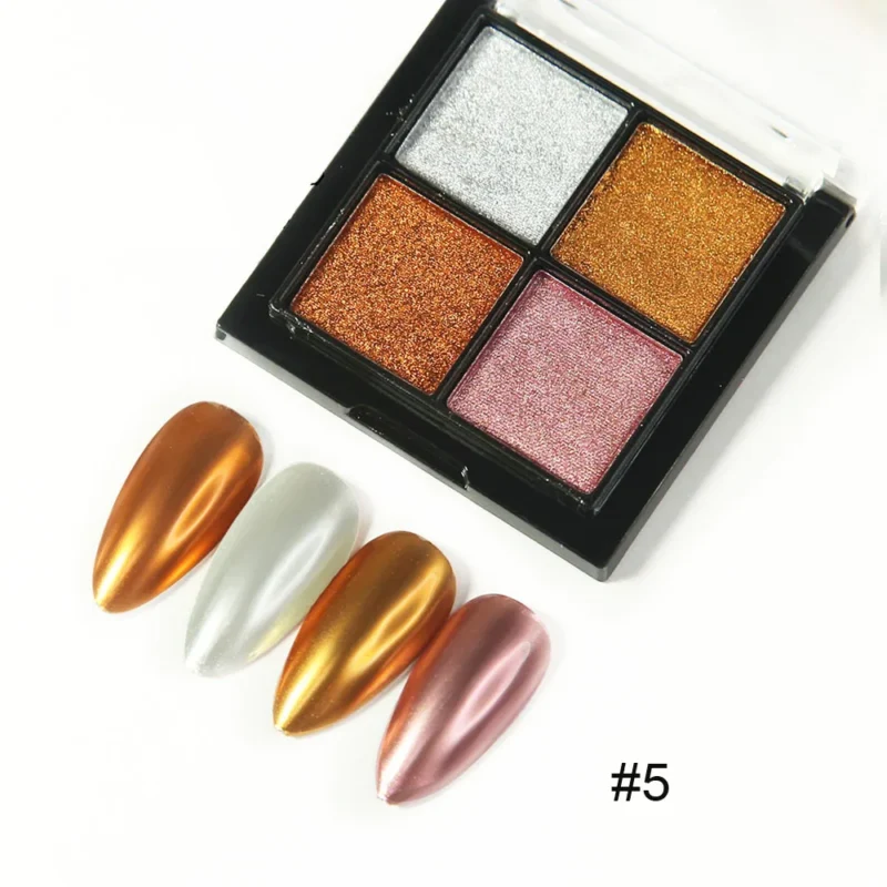 6-in-1 Solid Chrome Nail Powder Set - Mirror Metallic Gold & Holographic | MingLee - Image 19