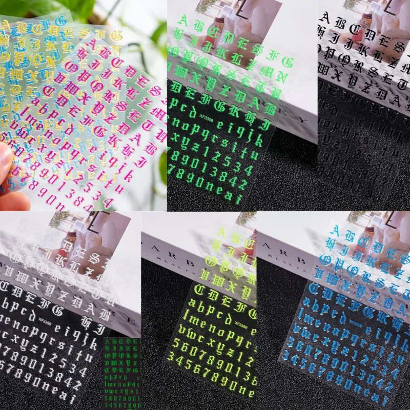 5PCS 3D Gold Silver Nail Stickers | Kawaii Star Heart Decals - Image 10