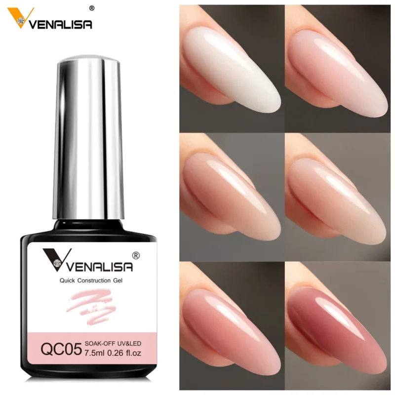 VENALISA Quick Construction Gel - Nail Strengthened & Builder | Nude Pink 7.5ml - Image 2