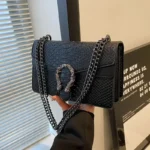 Chic Retro Snake Print Shoulder Bag | PU Leather Crossbody with Chain